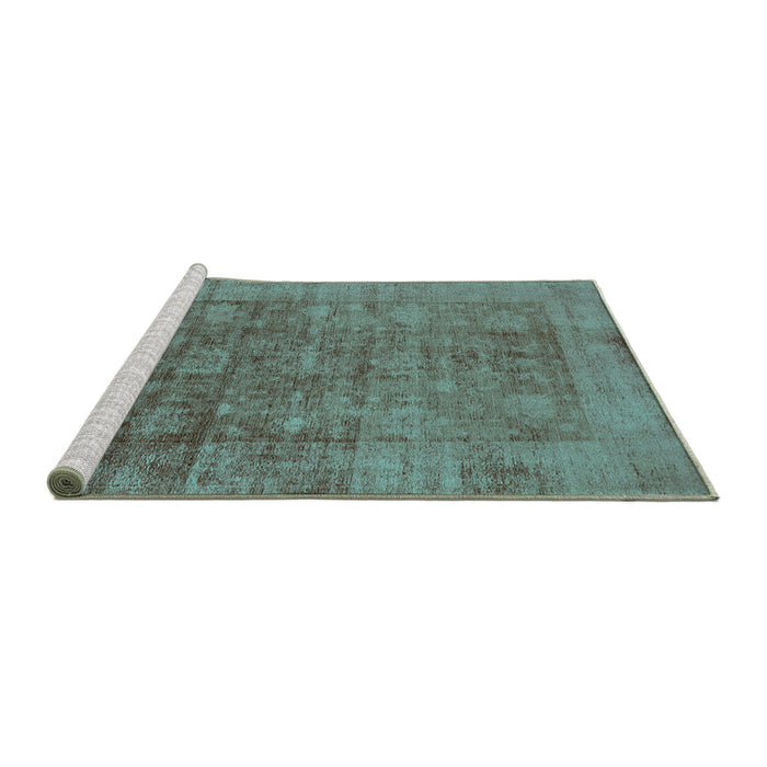 Sideview of Machine Washable Oriental Turquoise Industrial Area Rugs, wshurb2435turq