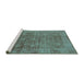 Sideview of Machine Washable Oriental Turquoise Industrial Area Rugs, wshurb2435turq