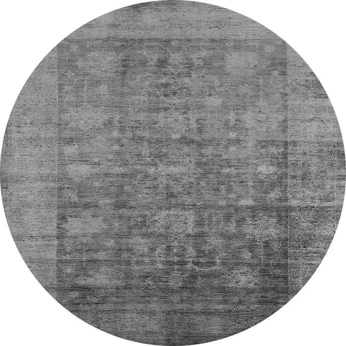 Round Oriental Gray Industrial Rug, urb2435gry