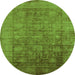 Round Oriental Green Industrial Rug, urb2435grn