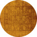 Round Oriental Yellow Industrial Rug, urb2435yw