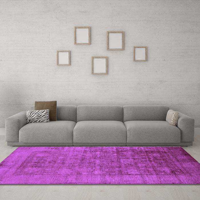 Machine Washable Oriental Purple Industrial Area Rugs in a Living Room, wshurb2435pur