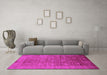 Machine Washable Oriental Pink Industrial Rug in a Living Room, wshurb2435pnk