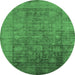 Round Oriental Emerald Green Industrial Rug, urb2435emgrn