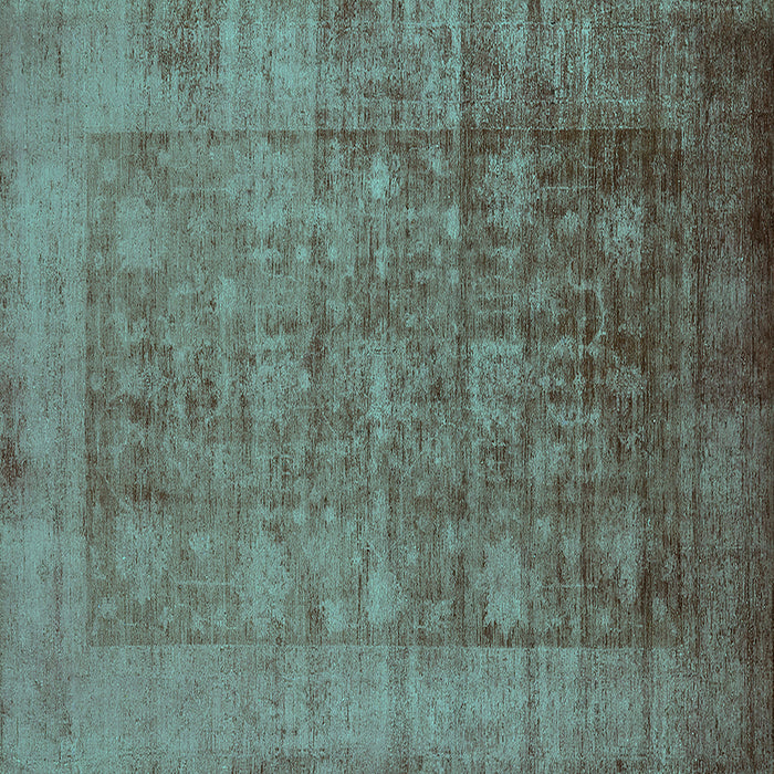 Square Oriental Turquoise Industrial Rug, urb2435turq