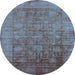 Round Oriental Light Blue Industrial Rug, urb2435lblu