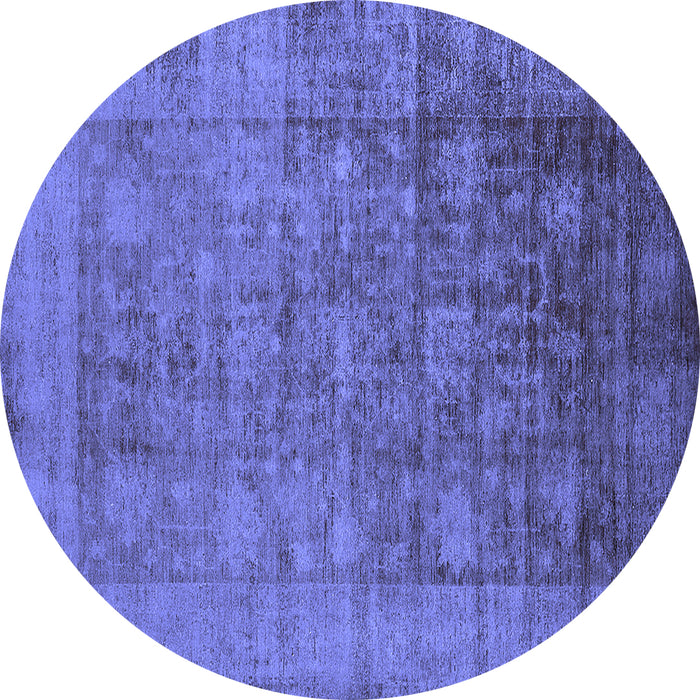 Round Oriental Blue Industrial Rug, urb2435blu
