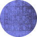 Round Oriental Blue Industrial Rug, urb2435blu