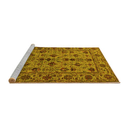 Sideview of Machine Washable Oriental Yellow Industrial Rug, wshurb2436yw