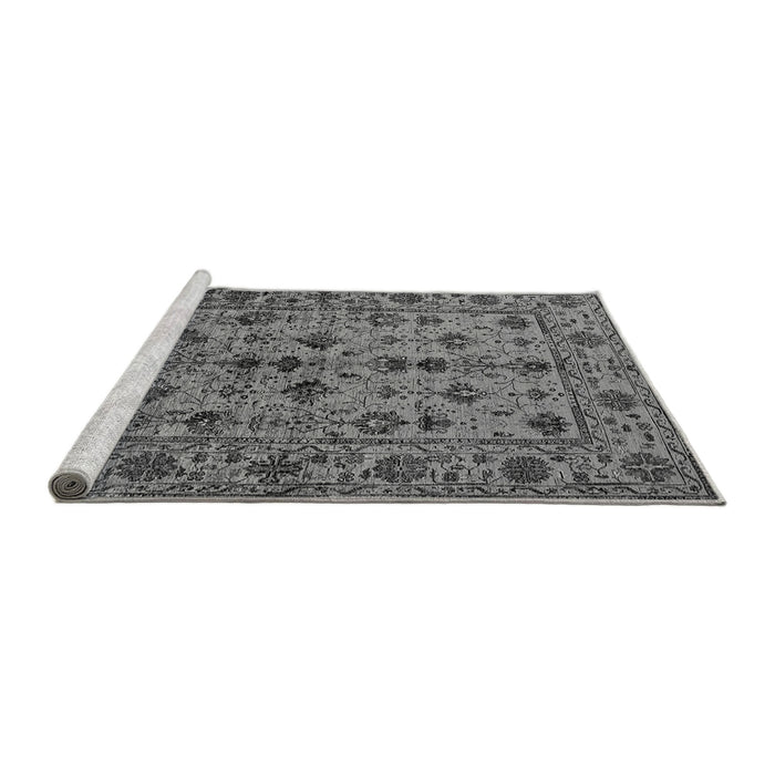 Sideview of Machine Washable Oriental Gray Industrial Rug, wshurb2436gry
