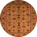 Round Machine Washable Oriental Orange Industrial Area Rugs, wshurb2436org