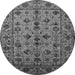 Round Machine Washable Oriental Gray Industrial Rug, wshurb2436gry