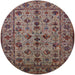 Round Mid-Century Modern Red Brown Oriental Rug, urb2436