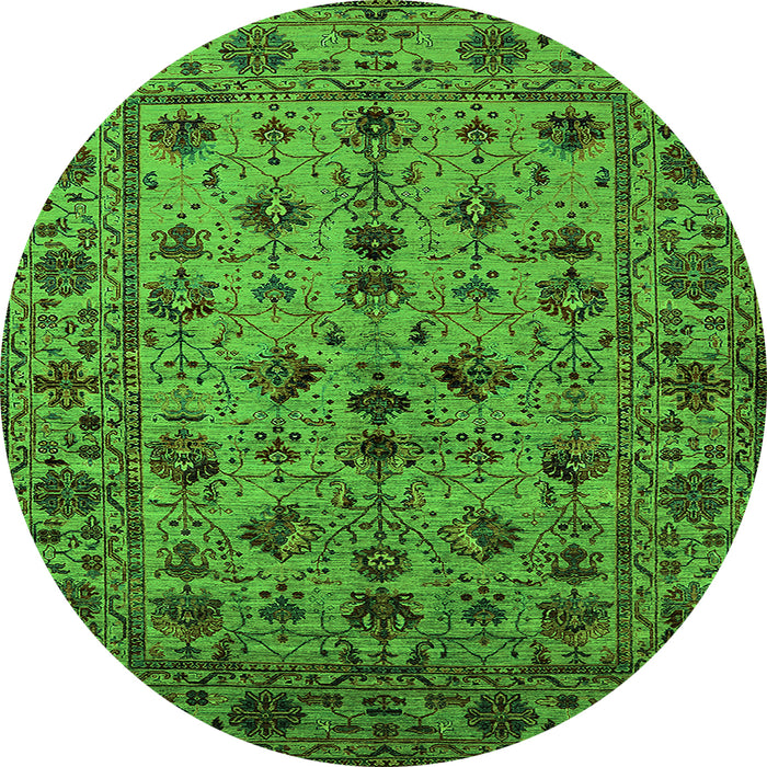 Round Oriental Green Industrial Rug, urb2436grn