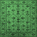 Square Machine Washable Oriental Emerald Green Industrial Area Rugs, wshurb2436emgrn