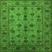 Square Machine Washable Oriental Green Industrial Area Rugs, wshurb2436grn