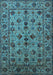 Machine Washable Oriental Light Blue Industrial Rug, wshurb2436lblu