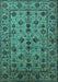 Machine Washable Oriental Turquoise Industrial Area Rugs, wshurb2436turq