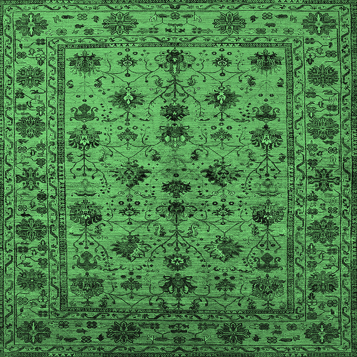 Square Oriental Emerald Green Industrial Rug, urb2436emgrn