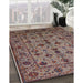 Mid-Century Modern Red Brown Oriental Rug in Family Room, urb2436