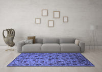 Machine Washable Oriental Blue Industrial Rug, wshurb2436blu