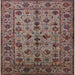 Square Mid-Century Modern Red Brown Oriental Rug, urb2436