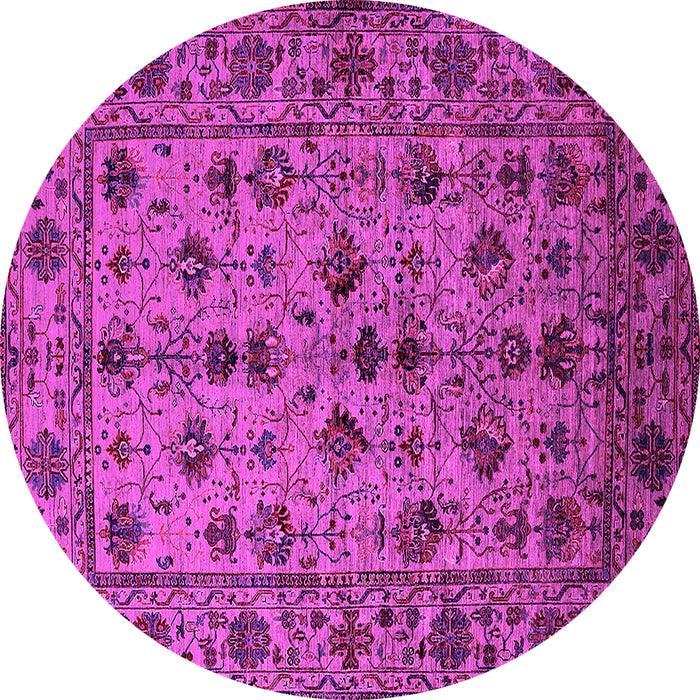 Round Machine Washable Oriental Pink Industrial Rug, wshurb2436pnk
