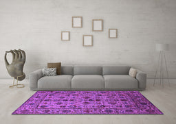 Machine Washable Oriental Purple Industrial Area Rugs in a Living Room, wshurb2436pur