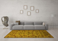 Machine Washable Oriental Yellow Industrial Rug, wshurb2436yw