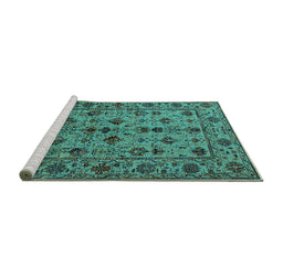 Sideview of Machine Washable Oriental Turquoise Industrial Area Rugs, wshurb2436turq