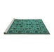 Sideview of Machine Washable Oriental Turquoise Industrial Area Rugs, wshurb2436turq