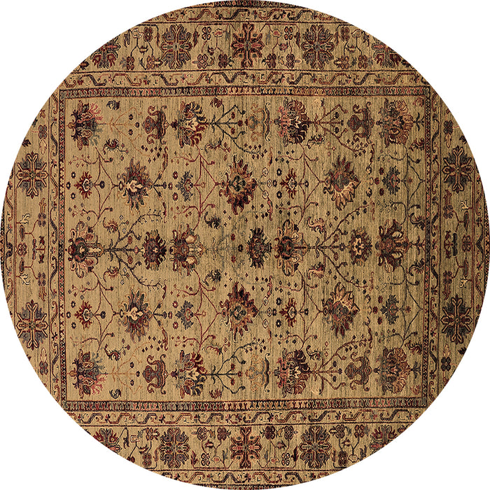 Round Oriental Brown Industrial Rug, urb2436brn
