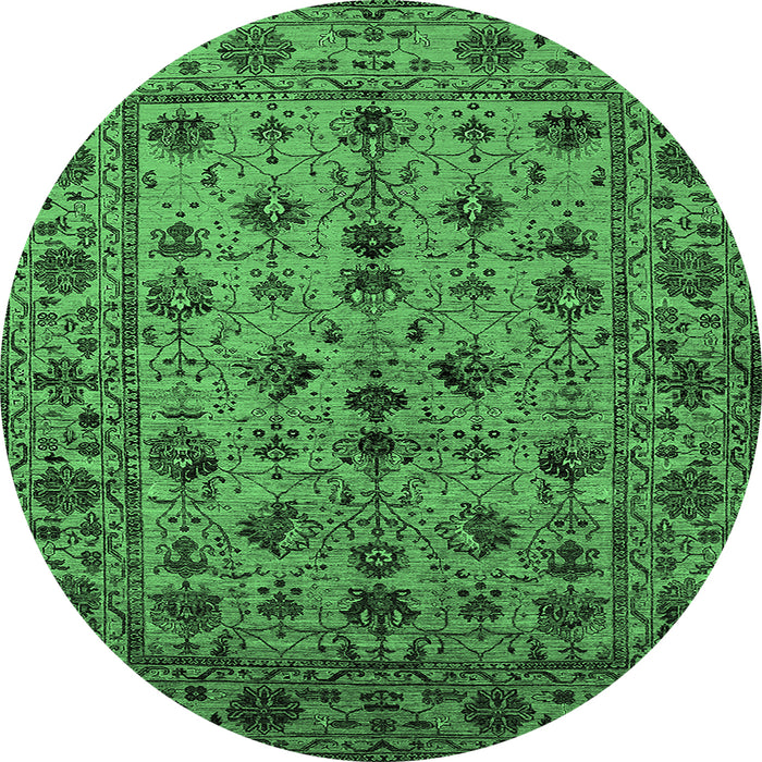 Round Oriental Emerald Green Industrial Rug, urb2436emgrn