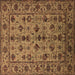 Square Machine Washable Oriental Brown Industrial Rug, wshurb2436brn