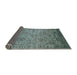 Sideview of Mid-Century Modern Cadet Blue Green Oriental Rug, urb2437