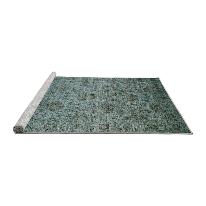 Sideview of Machine Washable Industrial Modern Cadet Blue Green Rug, wshurb2437