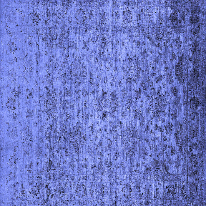 Square Machine Washable Oriental Blue Traditional Rug, wshurb2437blu