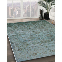 Mid-Century Modern Cadet Blue Green Oriental Rug, urb2437