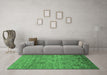 Machine Washable Oriental Emerald Green Traditional Area Rugs in a Living Room,, wshurb2437emgrn