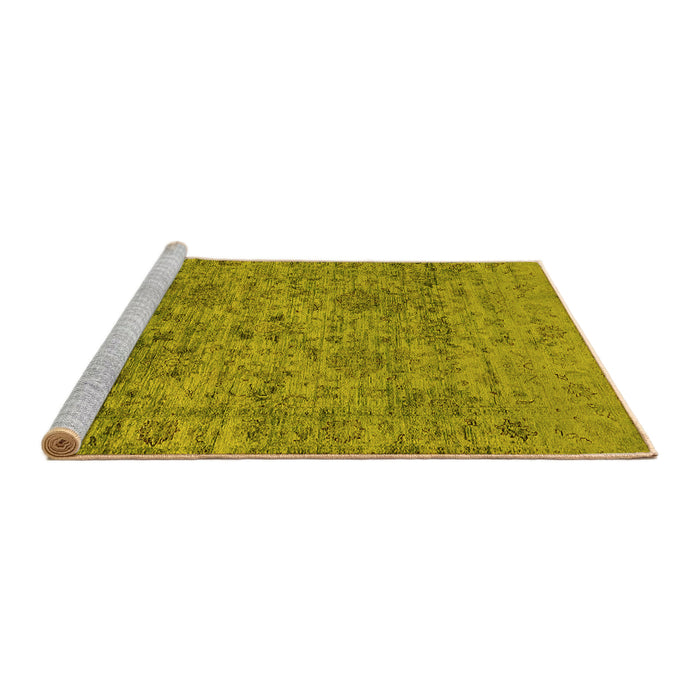 Sideview of Machine Washable Oriental Yellow Traditional Rug, wshurb2437yw
