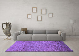 Machine Washable Oriental Purple Traditional Area Rugs in a Living Room, wshurb2437pur