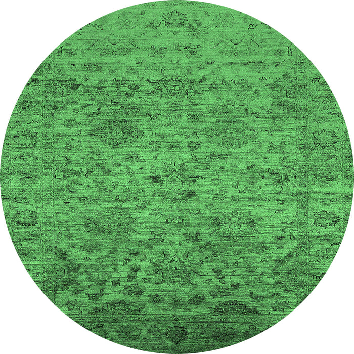 Round Oriental Emerald Green Traditional Rug, urb2437emgrn