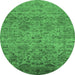 Round Oriental Emerald Green Traditional Rug, urb2437emgrn