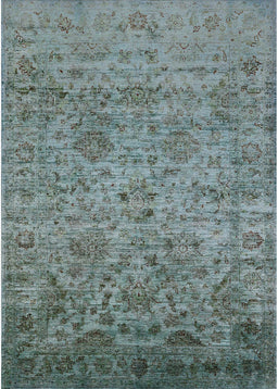 Machine Washable Industrial Modern Cadet Blue Green Rug, wshurb2437