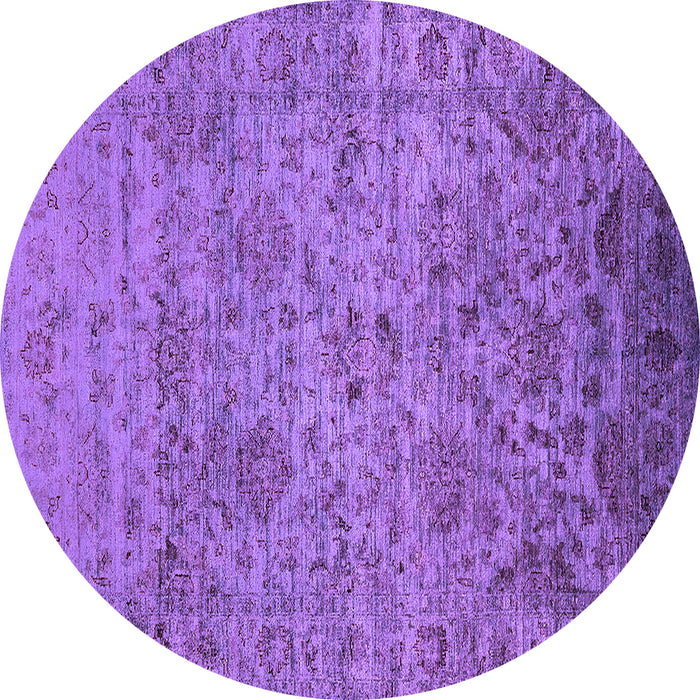 Round Machine Washable Oriental Purple Traditional Area Rugs, wshurb2437pur