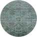 Round Machine Washable Industrial Modern Cadet Blue Green Rug, wshurb2437