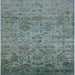 Square Mid-Century Modern Cadet Blue Green Oriental Rug, urb2437