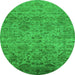 Round Oriental Green Traditional Rug, urb2437grn