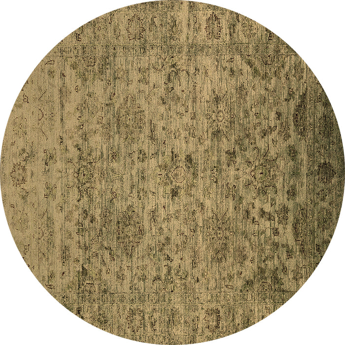 Round Oriental Brown Traditional Rug, urb2437brn