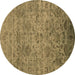 Round Oriental Brown Traditional Rug, urb2437brn